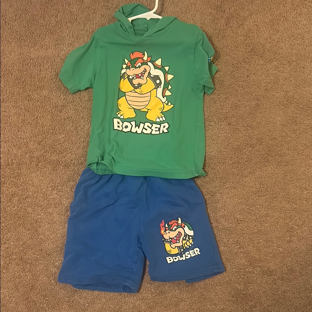 Green and Blue Bowser Hoodie and Shorts Set